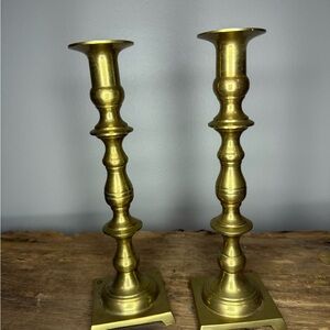 Pair of Vintage Solid  Brass Candlestick Holders Candle MCM, Retro Decor